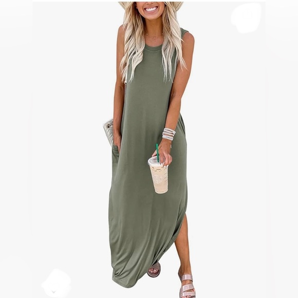 Women's Casual Loose Sundress Sleeveless Maxi Dresses Summer Dress with Pockets - Picture 5 of 6